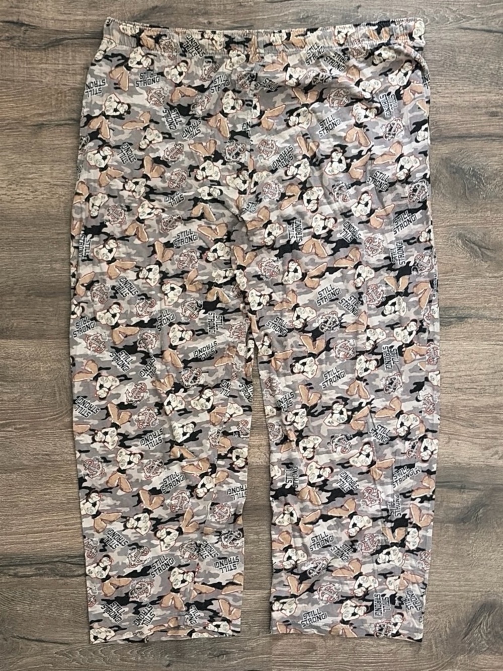Vintage Popeye Still Strong Camo Lounge Pajama Pants Large